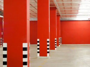 Brightly Painted Underground Garage