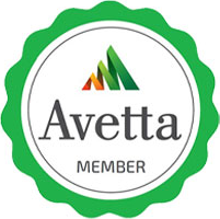 Avetta member badge with a green scalloped border.